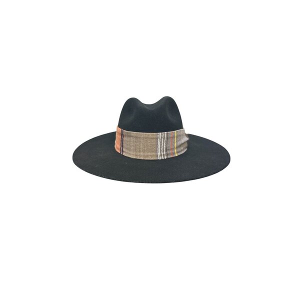 The Power Hat CO. Black Felt Wide Brim Hat w/Multicolor Band & Feather Accent - Picture 3 of 5